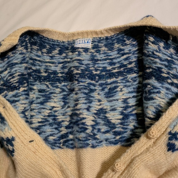Vintage Finnwear 100% Wool Fair Isle Cardigan Sweater Womens Size M Nordic Knit - Picture 4 of 10
